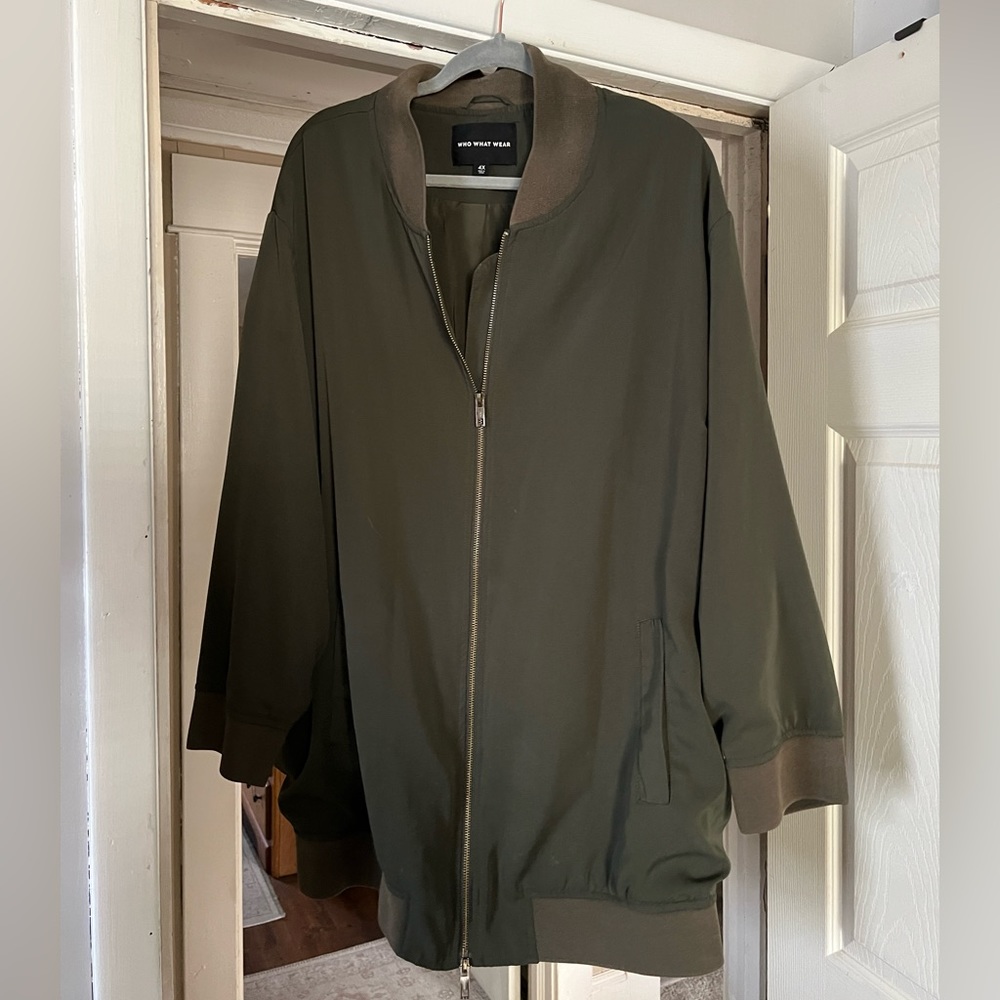 Who What Wear Olive Bomber Jacket